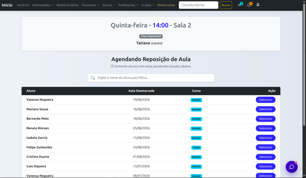 Ficha do aluno completa
